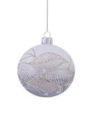  Set of 6 glass Christmas tree baubles with a glittery twig pattern and an ombre effect