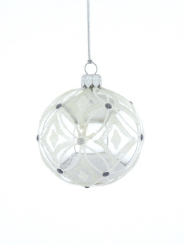 Set of 6 glass Christmas baubles in silver color