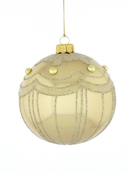 Set of 4 glass Christmas baubles with gold ornament