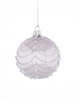 Set of 6 glass Christmas baubles in lavender color