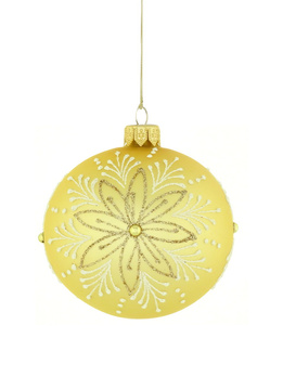 A set of 6 glass Christmas baubles with snowflakes.