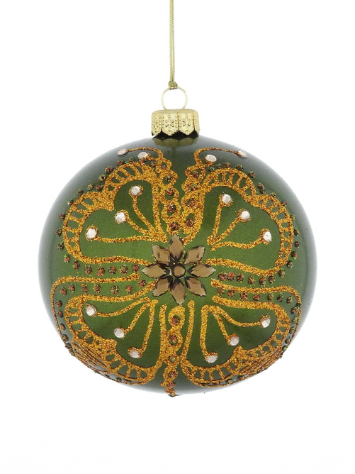  Set of 4 glass Christmas baubles with a glitter butterfly motif