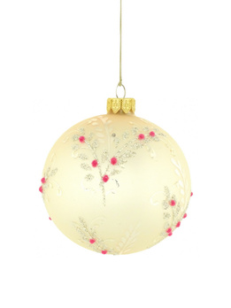 A set of 6 glass Christmas baubles with a branch motif.
