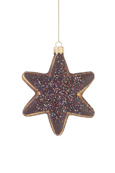 Set of 6 glass Christmas baubles - gingerbread star