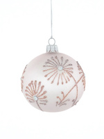  Set of 6 glass Christmas baubles with a dill motif on a lavender background