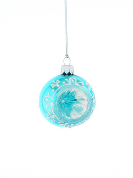 Set of 6 blue reflector-shaped Christmas tree baubles