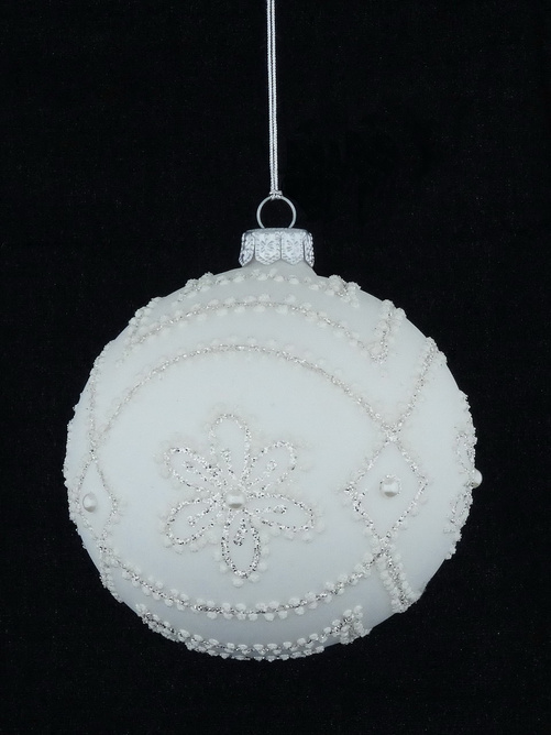 Set of 4 glass Christmas baubles in white