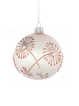 A set of 6 glass Christmas baubles with a floral motif