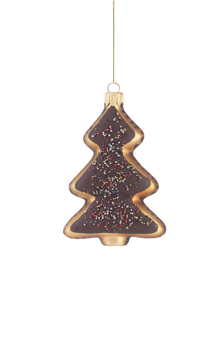  Set of 6 glass Christmas baubles - gingerbread Christmas tree