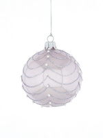 Set of 6 glass Christmas baubles in lavender color