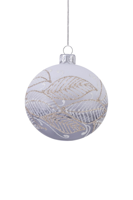  Set of 6 glass Christmas tree baubles with a glittery twig pattern and an ombre effect