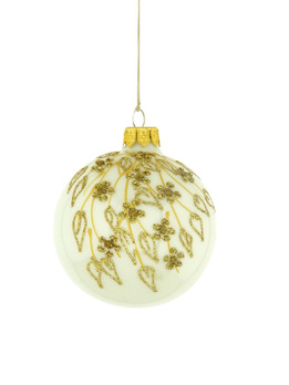 A set of 6 glass Christmas baubles with a branch motif