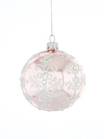 Set of 6 glass Christmas baubles in pink color