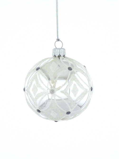 Set of 6 glass Christmas baubles in silver color