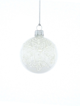 Zestaw 6 szkla Set of 6 glass Christmas tree baubles in white with a snowflake motifnych