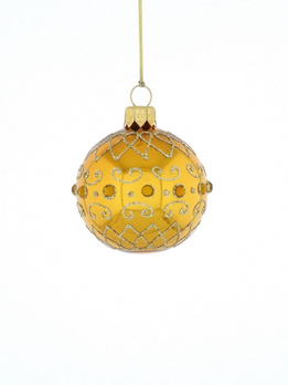 Set of 6 honey-colored glass Christmas tree baubles