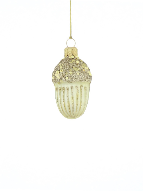 Set of 6 glass Christmas tree baubles - acorns