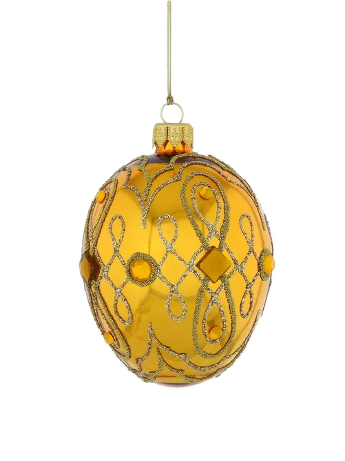Set of 6 glass Christmas baubles in the shape of a Faberge egg