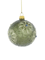  Set of 6 glass Christmas tree baubles with a flower motif