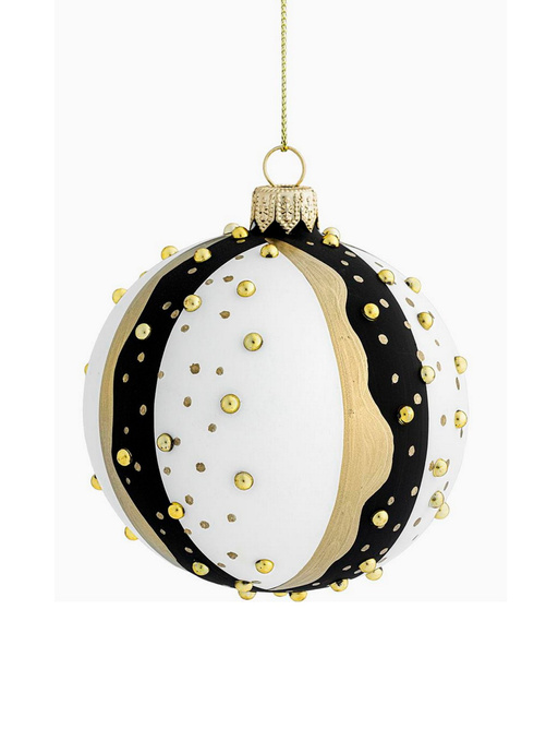Set of 6 glass baubles with a striped motif.