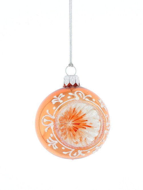  Set of 6 orange reflector-shaped Christmas tree baubles