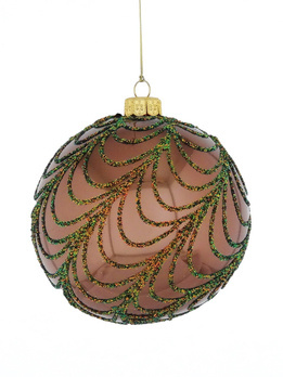 Set of 4 glass Christmas baubles with ornamental decoration