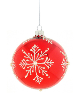 A set of 6 glass Christmas baubles with snowflakes.