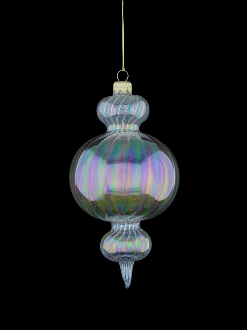 A glass Christmas tree bauble in the form of a chandelier