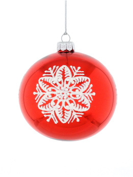Set of 4 glass Christmas baubles with a snowflake motif