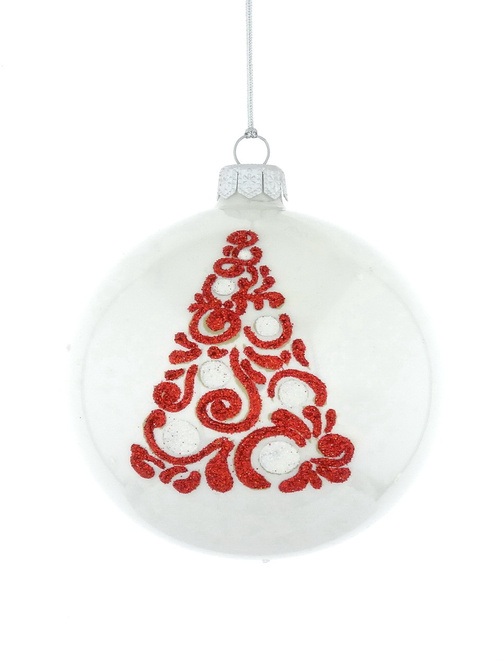 Set of 4 glass Christmas baubles with a Christmas tree motif