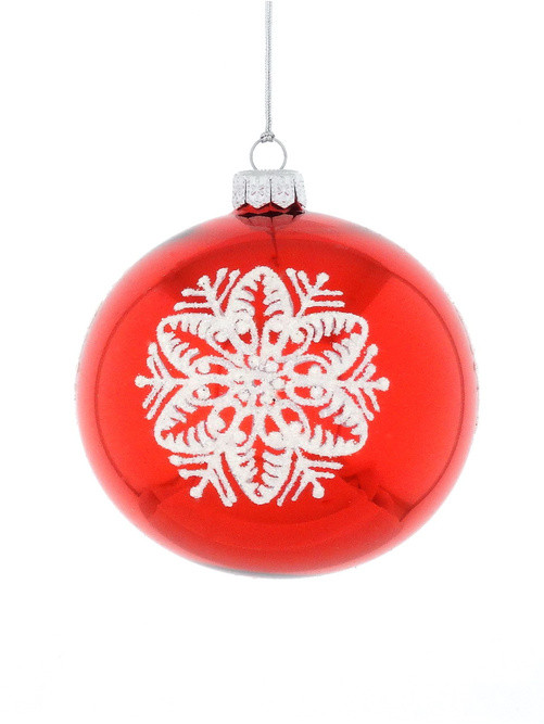 Set of 4 glass Christmas baubles with a snowflake motif