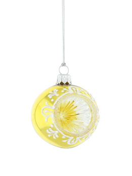 Set of 6 yellow reflector-shaped Christmas tree baubles