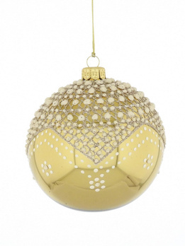 Set of 4 glass Christmas baubles with a gold ornament on the top
