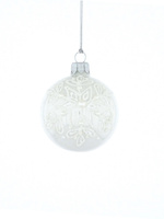 Zestaw 6 szkla Set of 6 glass Christmas tree baubles in white with a snowflake motifnych 