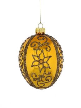 Glass Christmas bauble in the shape of a Faberge egg