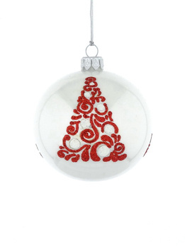 Set of 6 glass Christmas baubles with a Christmas tree motif