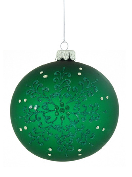 A set of 4 glass Christmas baubles with snowflakes