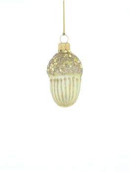 Set of 6 glass Christmas tree baubles - acorns