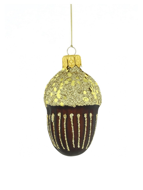 Set of 6 glass Christmas baubles -  acorn