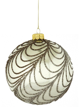 A set of 4  glass Christmas baubles with a  ornamental decoration.