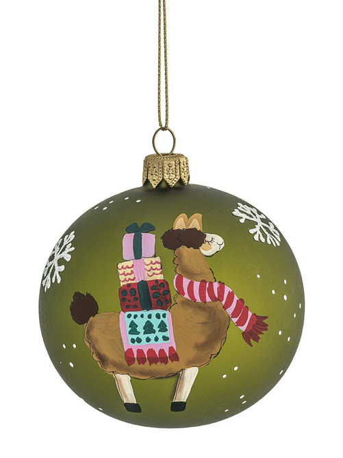 Glass Christmas bauble with  a llama