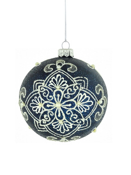 A set of 6 glass Christmas baubles with snowflakes.