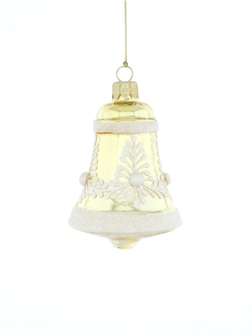 Set of 6 glass Christmas tree baubles in the shape of a bell