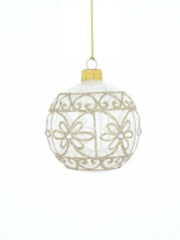 Set of 6 glass Christmas baubles with champagne decoration