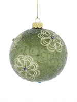  Set of 4 glass Christmas tree baubles with a flower motif