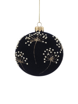 Set of 6 glass Christmas ornaments with a floral motif