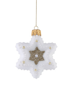 Set of 6 glass baubles - star