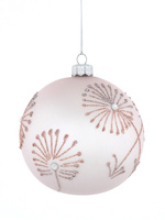  Set of 4 glass Christmas baubles with a dill motif on a lavender background