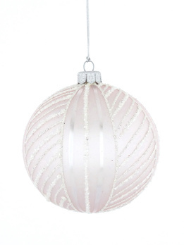 Set of 4 glass Christmas baubles in lavender color with ornamental decoration