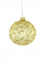  Set of 6 glass Christmas baubles with golden branches